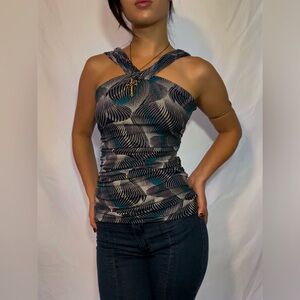 Classiques Entier Black and Blue Patterned Blouse